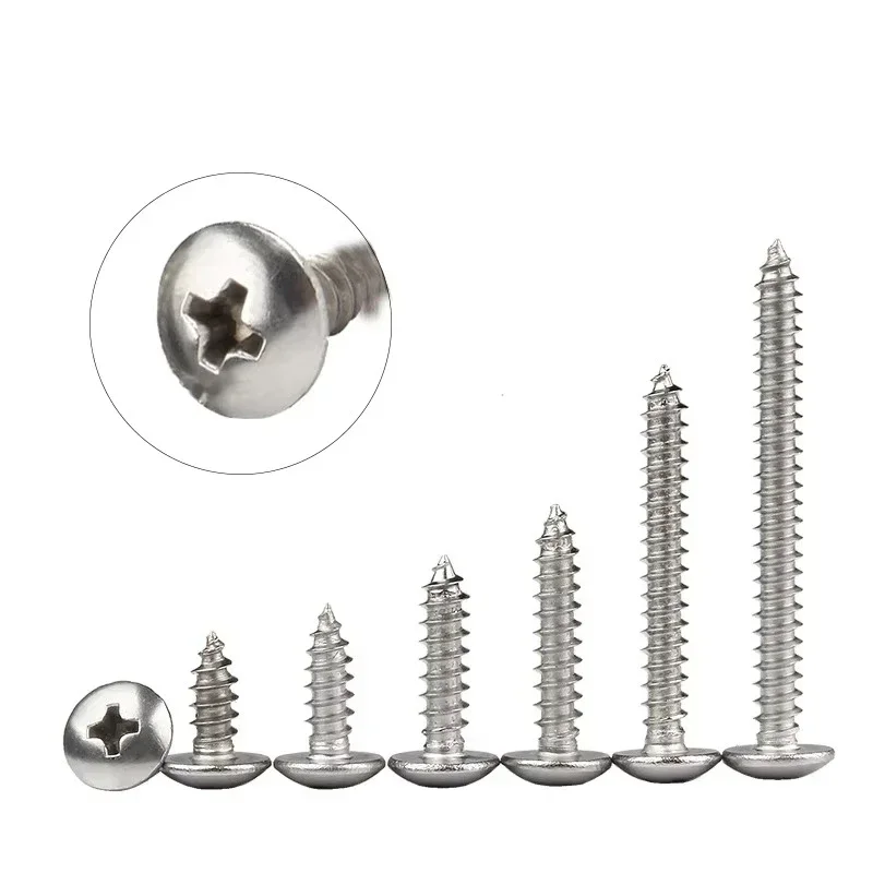 Cross Recessed Truss Head Self-tapping Screw M3 M4 M5 M6 Stainless Steel Phillips Mushroom Umbrella Head Wood Screw 50//20/10pcs