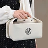 Premium Handheld Portable Camellia Canvas Makeup Bag for Travel Large Capacity Toiletries Cosmetics Skincare Storage Bag 2