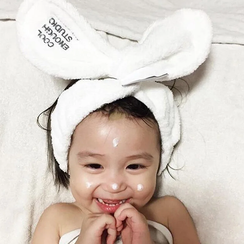 

Children's Washing Face Hair Band Girls Simple Rabbit Ear Headband Absorbent Plush Headband Wash Makeup Hair Band