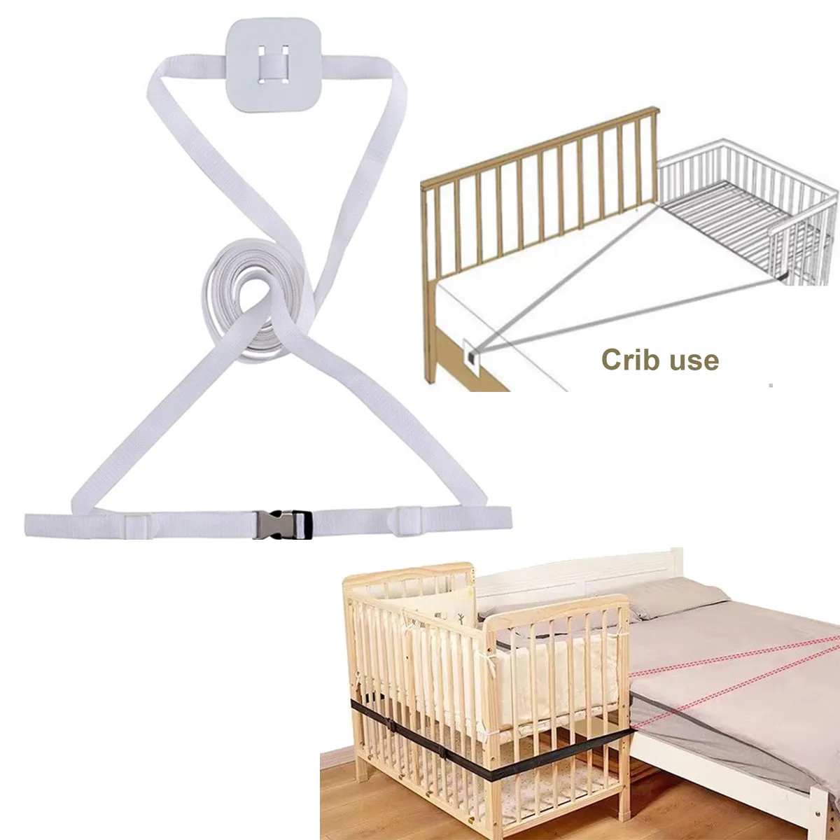 Baby Bed Connector Strap Mattress Strap Belt Sheet Baby Fixing Fasteners Holder Crib Bridge Ropes Anti-skid Belt Safety Straps