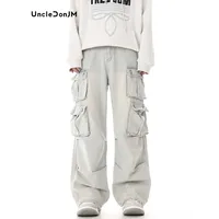 RHNDE Multi-pocket Washed Cargo Jeans Hip Hop Y2k Men’s Jeans 1