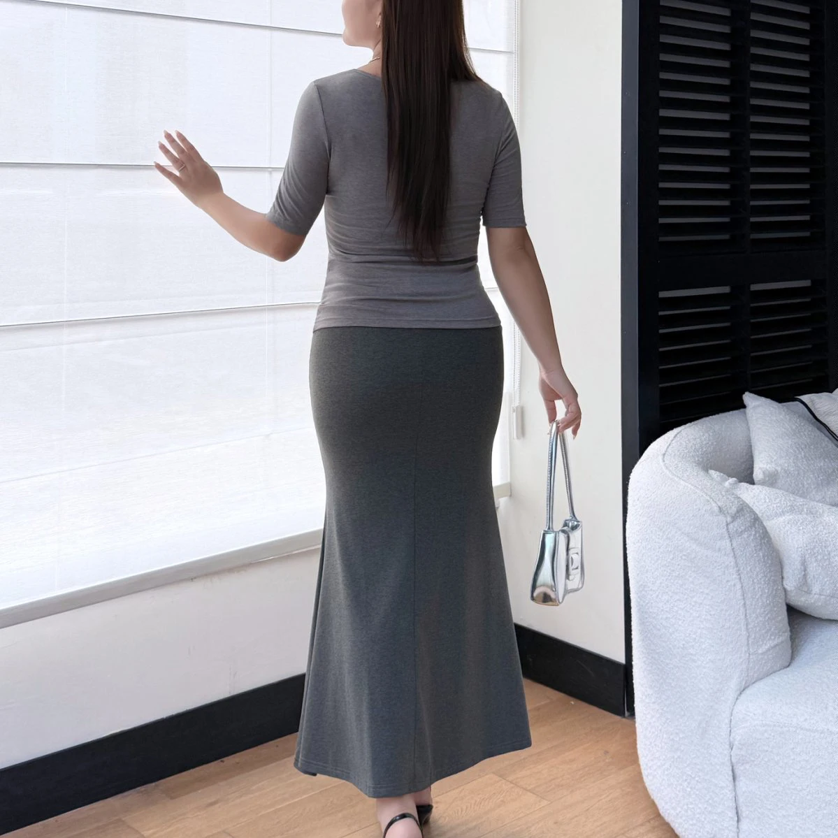 Fashion Plus Size Women's T-Shirt Premium Mulberry Silk Lyocell Tops Autumn New Minimalist Slim Half Sleeve Tees 9339