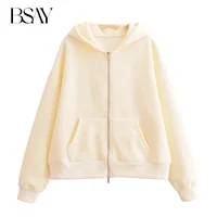 BSAY Women Fashion Autumn 2pcs Solid Long Sleeved Zip Hooded Sweatshirt Loose Jacket Female Straight Pants Two Piece Set - Image 5