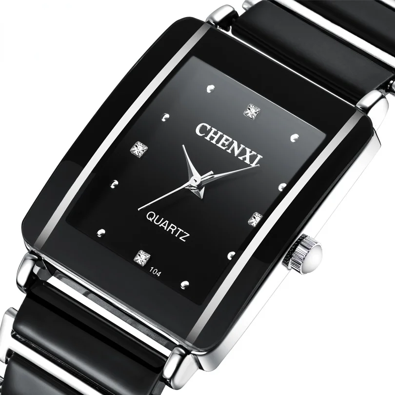 

Casual Women Watch Classic Black Ceramics Wristwatch Rhinestone Couple Quartz Watch Woman Man Gift Clock Lover Relogio Feminino