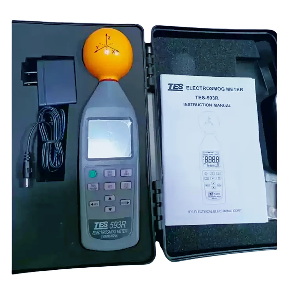 TES593R 10MHz-8GHz Electromagnetic Wave Pollution Intensity Meter Electromagnetic Radiometer Communication Base Station Detector 6