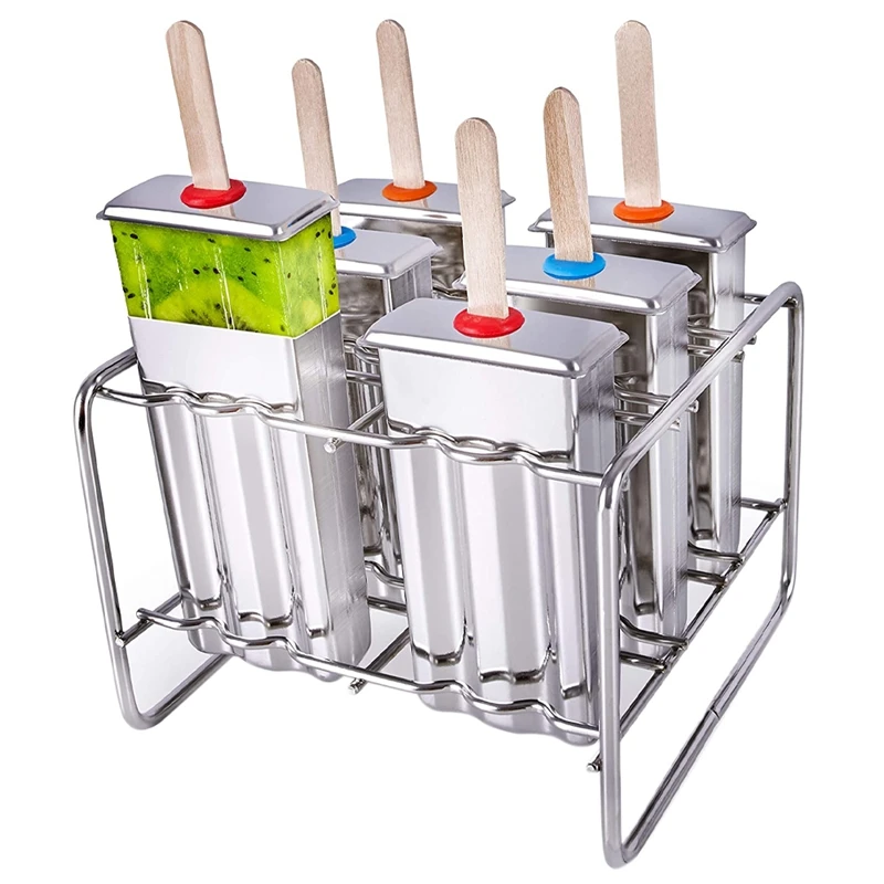 Stainless Steel Popsicle Molds Rust-Resistant Popsicle Maker Set Popcical Mold With Tray- Cleaning Brush