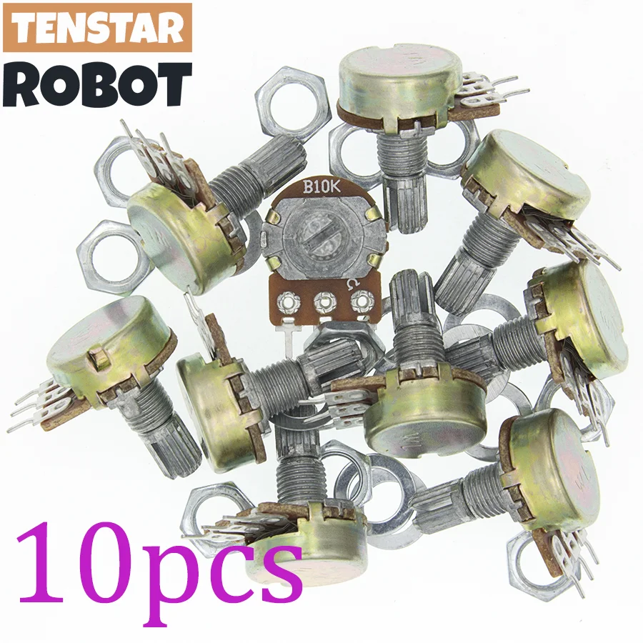 Linear Potentiometer 10PCS WH148 B1K B10K B50K B100K B1M 3Pin 15mm Shaft With Nuts And Washers