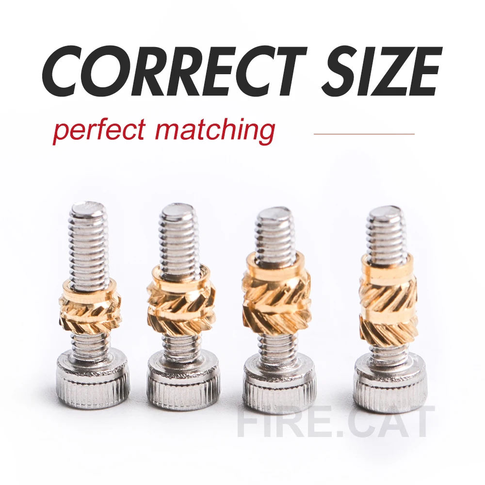 Brass Heat Insert Nut Brass Hot Melt Insert Nut Brass Heat Insert Nuts Threaded Insert Nut Brass Insert Nut Insert Nut Hot Melt Insert Nut Brass Insert Nut Assortment Set M2 M2.5 M3 M4 M5 M6 Thread Knurled Heat Metal Female Injection Inserts Nuts Kit 500/830/1000pcs