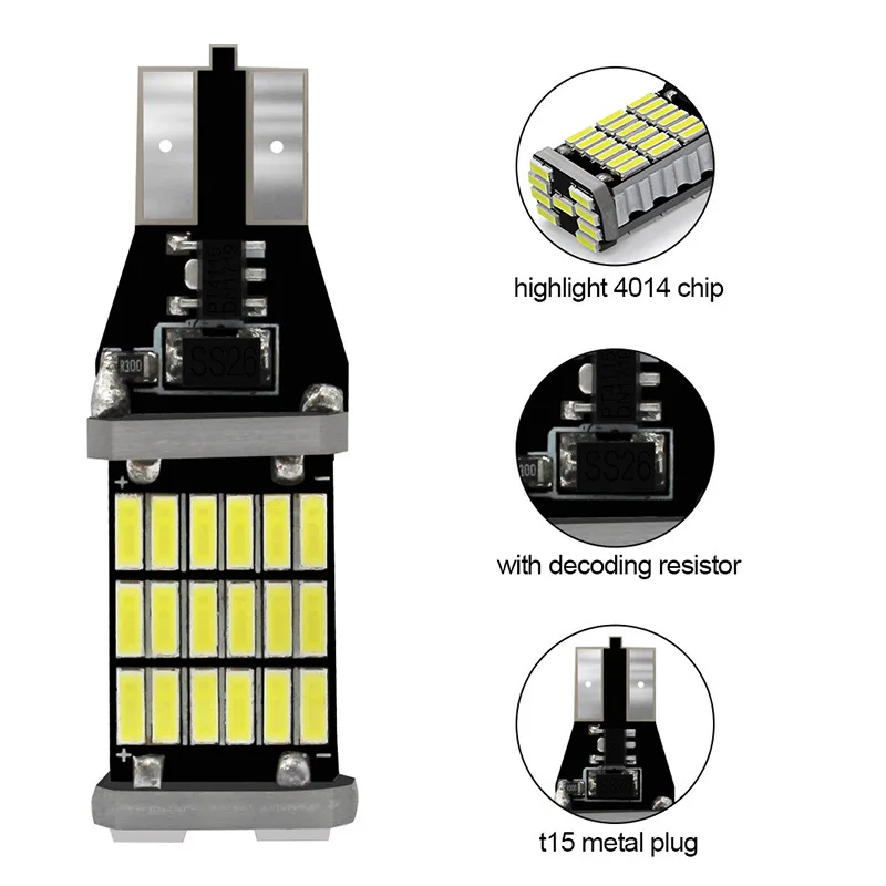 Car Signal Lamp 1Pc Signal Lamp T15 Led Super Bright W16W Led Bulbs For Reverse Lamp Backup Parking Light 12V White Yellow Car Lights
