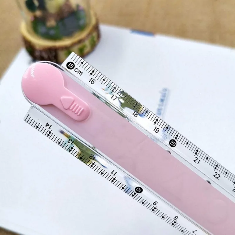 2개 투명 플라스틱 접이식 기하학 자, 학생용 학교 문구류(임의의 색상)