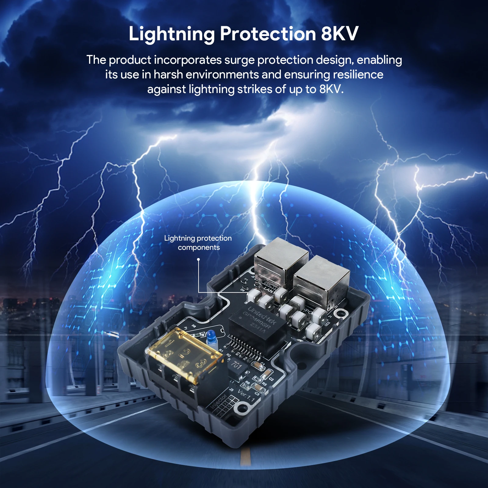 Edup-injetor Poe para Prato Starlink Residencial Starlink v2 Conversão 48v a 57v com Proteção contra Surtos e Esd 150w - Imagem 2