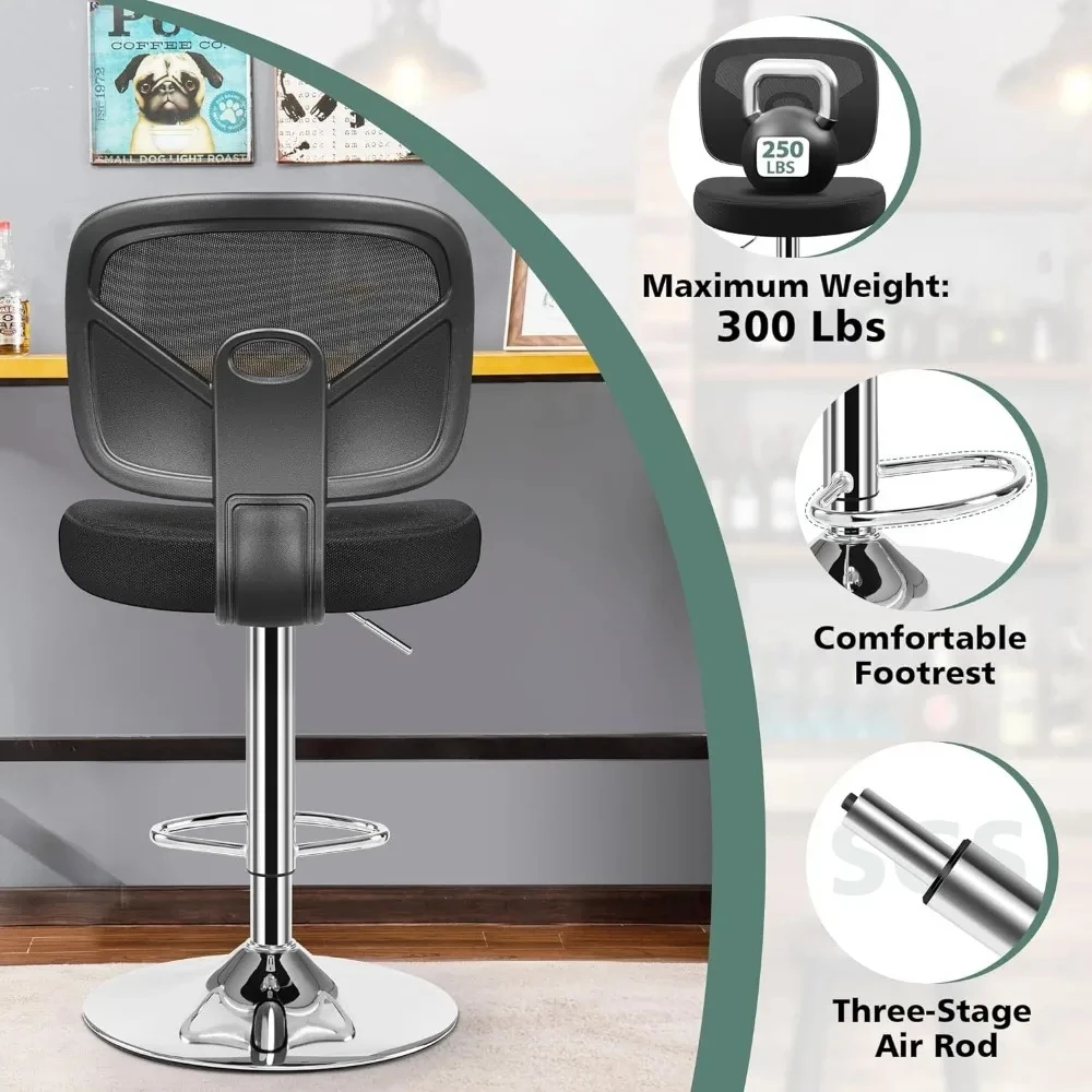 

A1853ZXWStools для кухонной стойки, современные высокие барные стулья из сетки с низкой спинкой и подставкой для ног, барный стул с регулируемой высотой