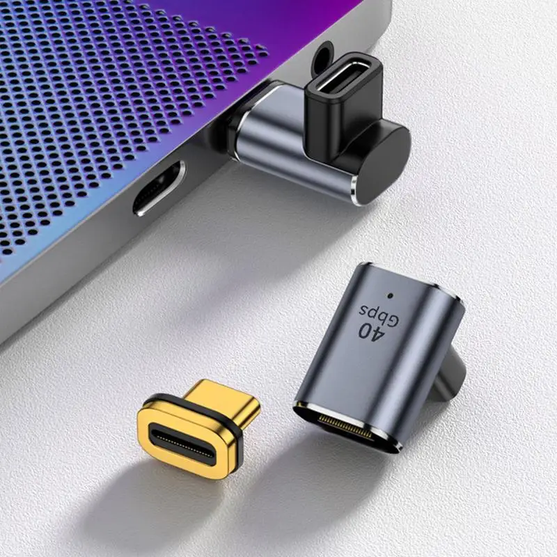 직각 엘보 마그네틱 C 타입 암-수 어댑터, USB C 마그네틱 충전기, 고속 충전 어댑터, USB4.1, 40Gbps, 8 k60 hz, 100w