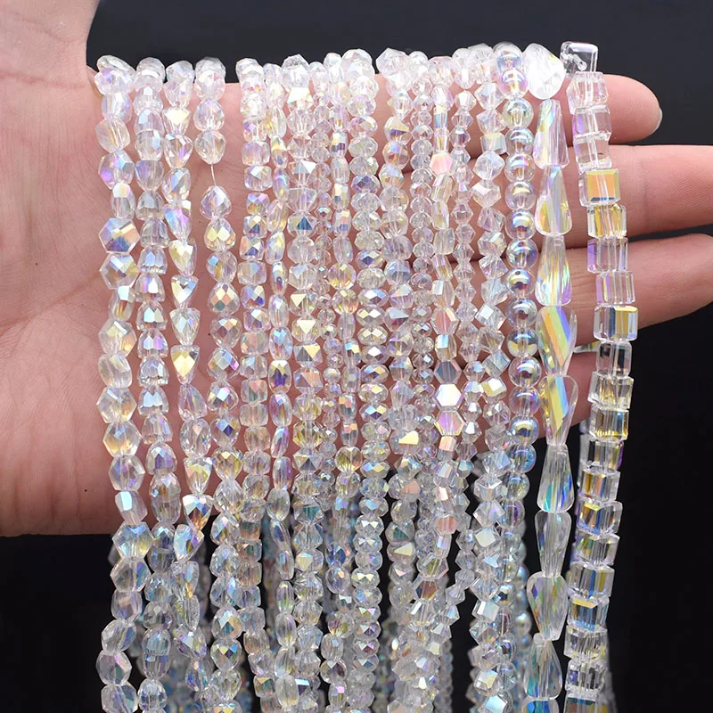 

A Quality Transparent Crystal Glass Beads AB Color Star Square Butterfly Round Faceted Loose Spacer Beads For Jewelry Making DIY