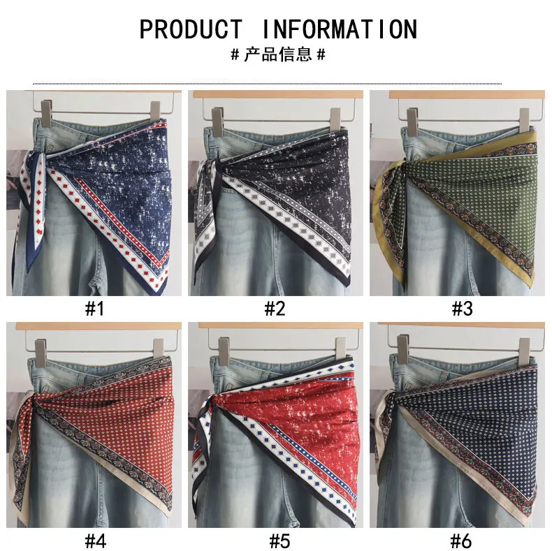 High-End Retro Tie-Dye Dreieckige Binder Kopftuch Damen Frühling und Sommer Neue Nische Mode All-Matching Schal Jeans Gürtel – Detail 4