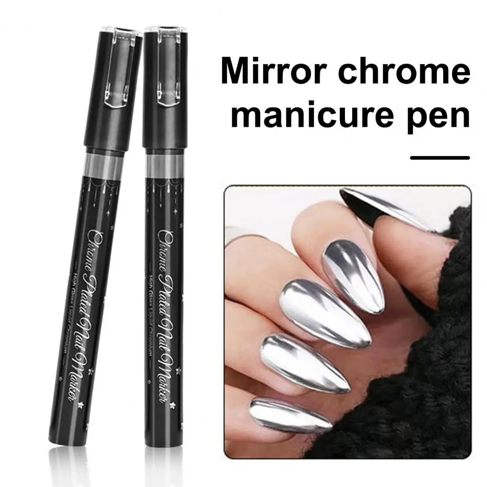 Nail Painting Pen Nail Design Pen Nail Art Pen Set for Diy Salon Fine Tip Chrome Marker for Glossy Mirror Effect Painting Gel 5