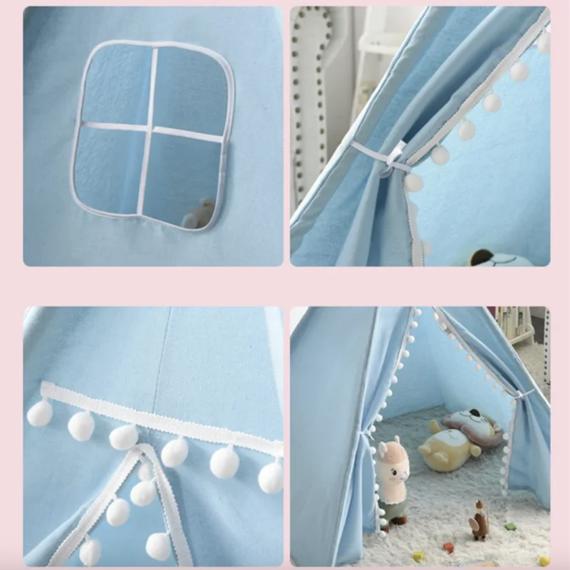 Foldable Indian Tent for Children Play House Kids Cotton Canvas Camping tent Child Gift Little Beach Party Decoration палатка 3