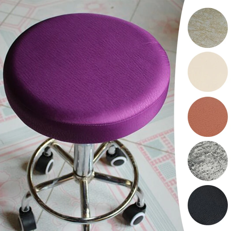 

Solid Colors Chair Cover Thickened Round Dining Room Chair Seat Restaurant Weddings Banquet Hotel Elastic Stretch Chair Cover