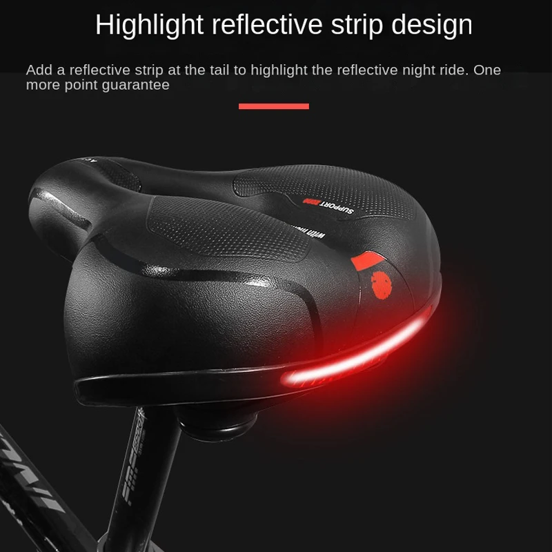 Bicycle Saddle Reflective Shock Absorbing Hollow Breathable Rainproof Cycling Road Mountain Cycling Accessory