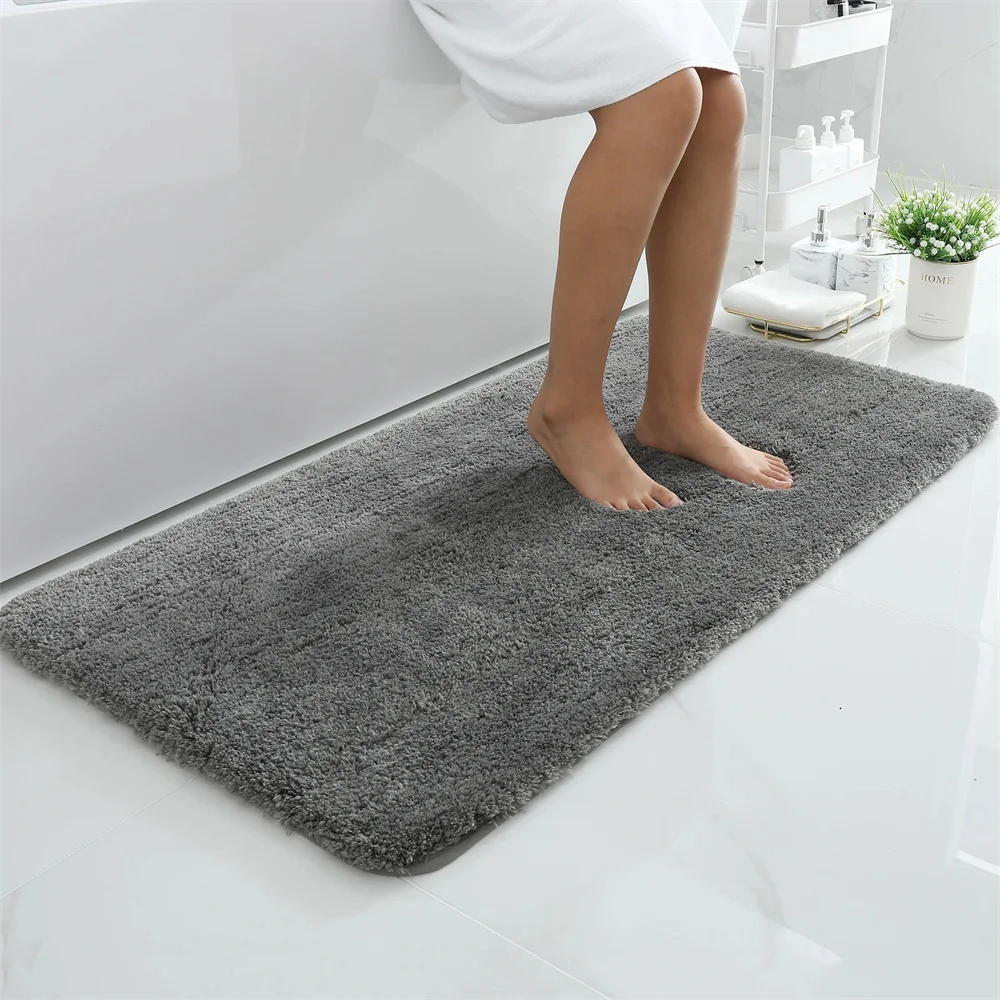 Olanly Soft Bathroom Plush Rug Absorbent Quick Dry Bath Mat Shower Pad Floor Protector Decor Non-Slip Living Room Bedroom Carpet