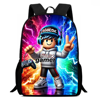 15 in Roblox Cartoon Backpack for Kids, Game Pattern Design School Bags Boys Girls, Light Weight Unisex Age 5-8 1