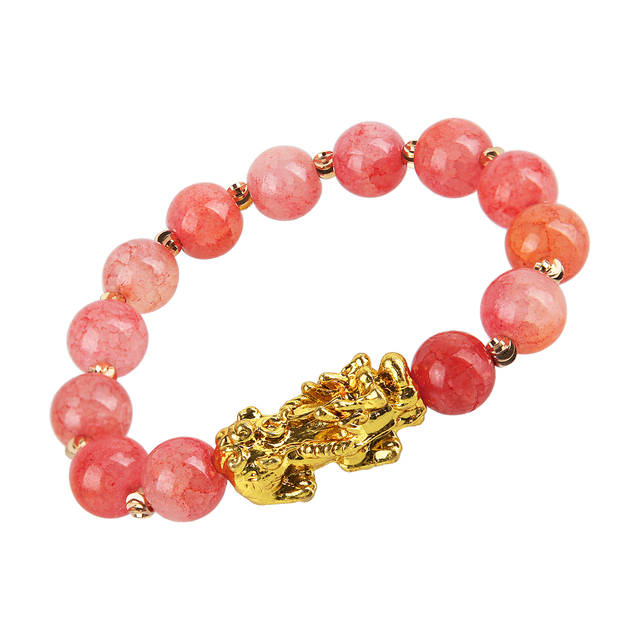 Stone Beads Bracelet Unisex Wristband Gold Black Pixiu Bring Wealth and Good Luck Chinese Feng Shui Men Women Bracelets
