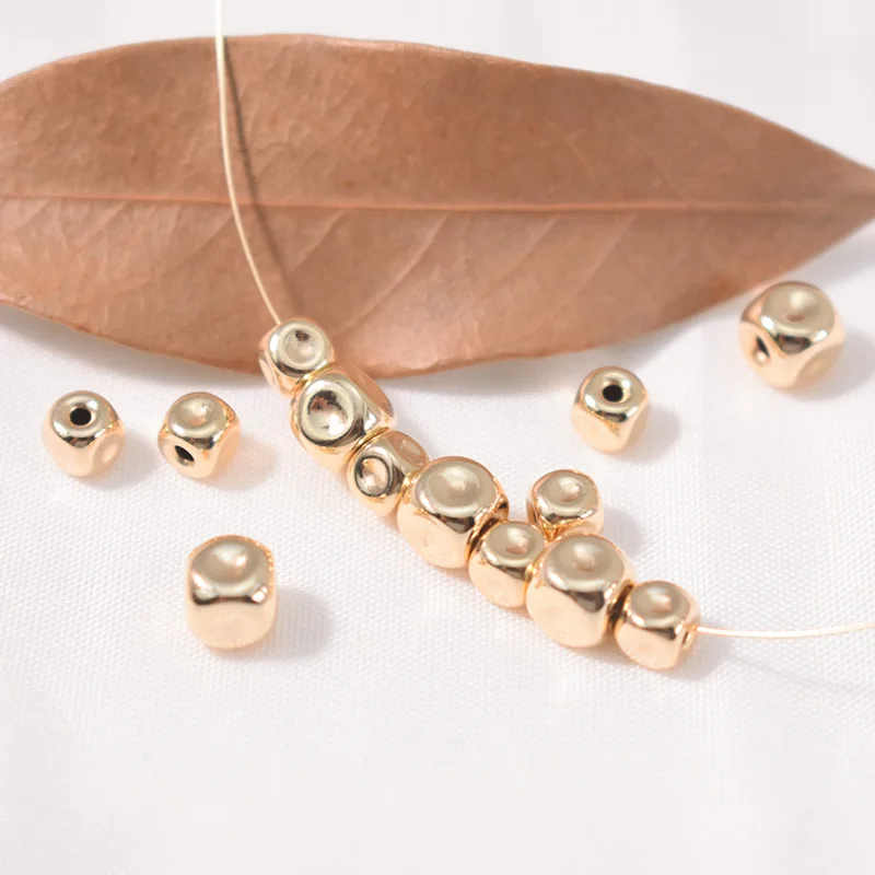 Quadratische Perlengrößen: 4,5/6,2 mm, 14 Karat Gold gefüllte Perlen für Schmuckherstellung, DIY-Zubehör, Goldschmuckzubehör, Rocailles – Detail 9