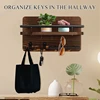 Wooden Wall  with Shelf Home Key Decor for Entryway Hallway Key Holder with 5 Hooks Mail Organizer 6