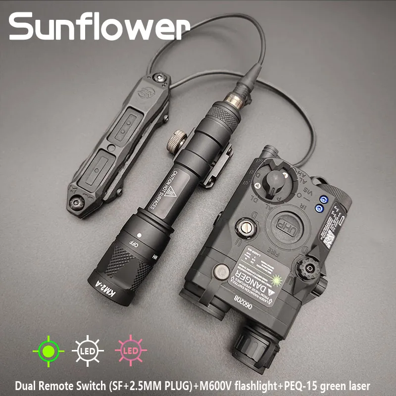 

Tactical PEQ 15 Red Green Blue Laser IR fill light M600V M300V Flashlight Dual Control Pressure Switch 20mm rail