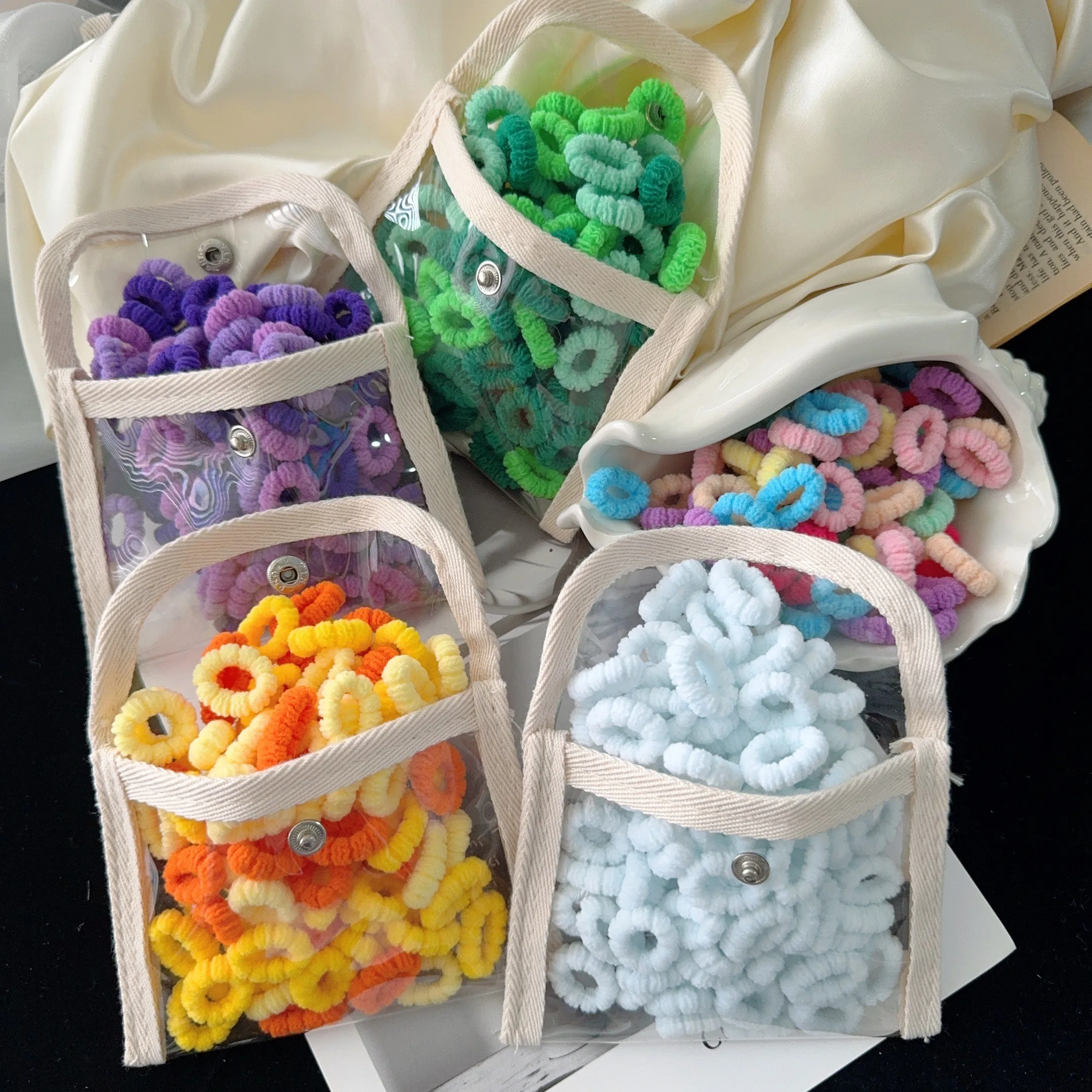 50 Teile/los Einfarbig Candy Farbe Kinder Feste Elastische Haarbänder Baby Mädchen Scrunchie Gummibänder Süße Kinder Haar Zubehör – Detail 6