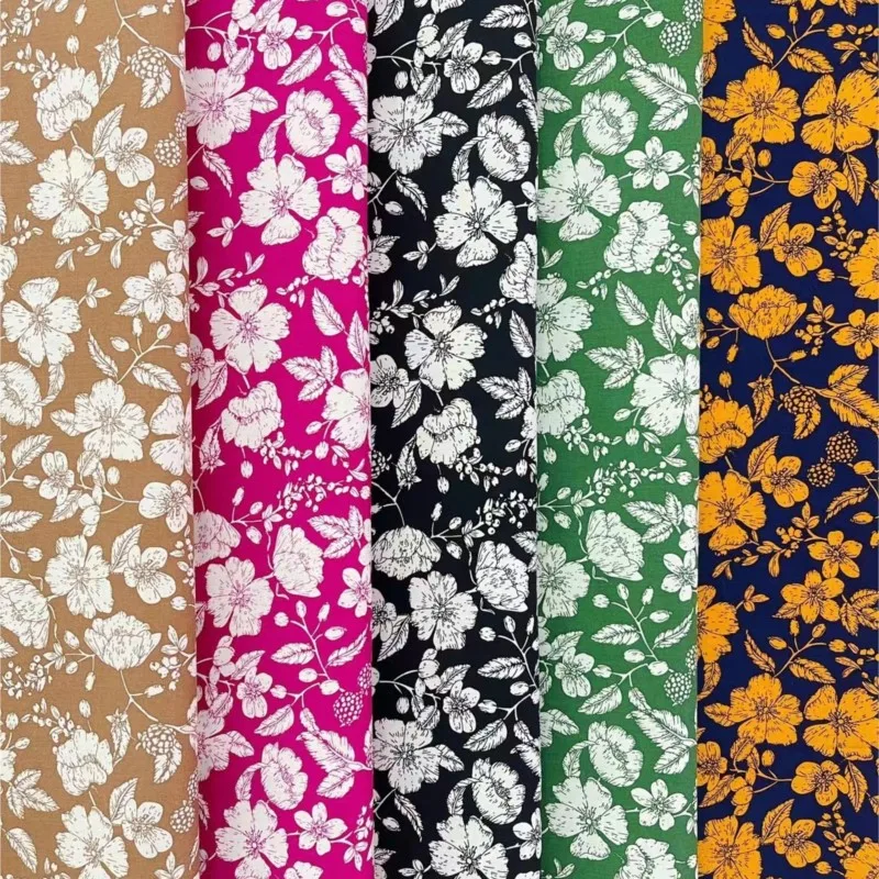 

Floral Fabric Spring /Summer Fabric Printed Fabric,45s Artificial Cotton Printed Cotton silk dress Pants clothing Fabric