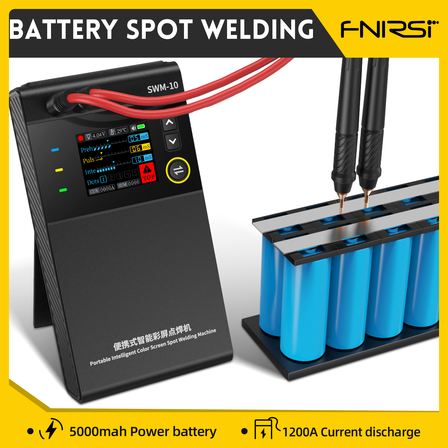 FNIRSI SWM-10 Welding Machine, Adjustable Battery Spot Welding Machine, Adjustable Up To 0.25mm 5000mah Mini Welding Machine