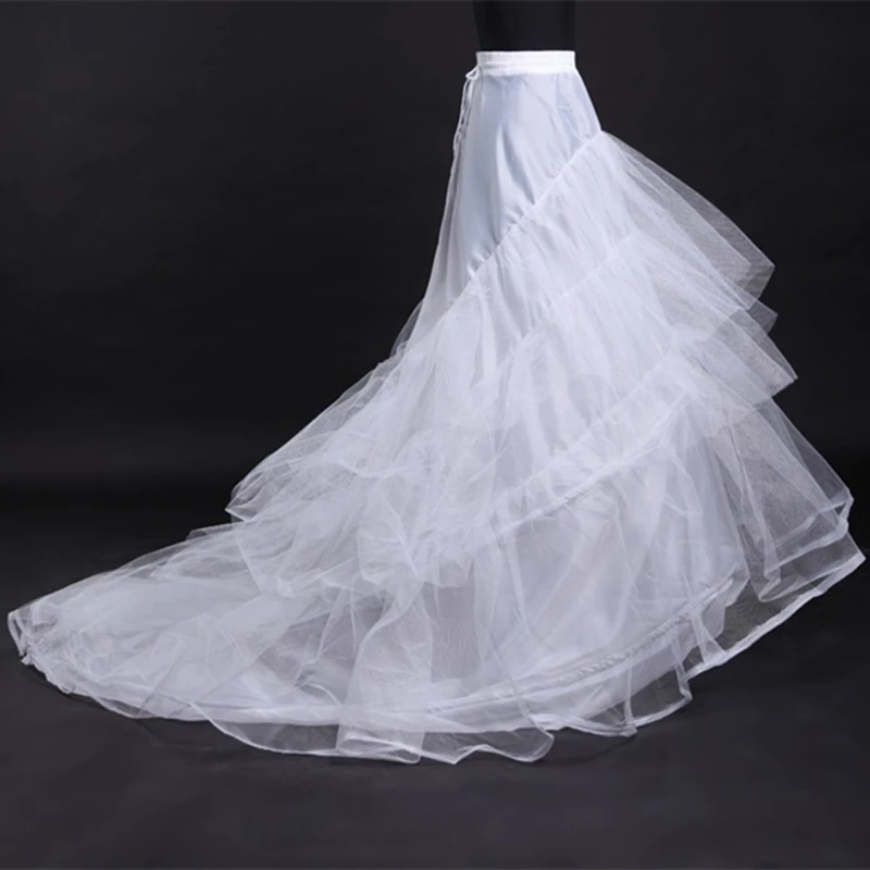 

Underskirt Wedding Skirt Slip Wedding Accessories Chemise 2 two Hoops For A Line Train Dress Petticoat Crinoline