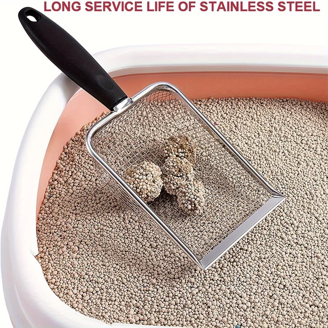 1pc Sturdy Stainless Steel Cat Litter Scoop - Rust-Resistant Durable Poop Shovel with Superior Filtration for Fine Sand Litter 6