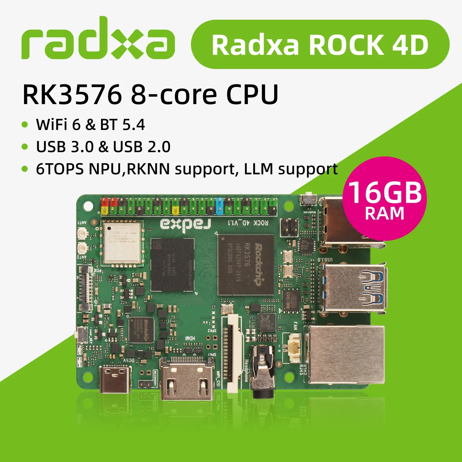 Radxa ROCK 4D RK3576 8-core CPU SBC ,Designed for industrial Al