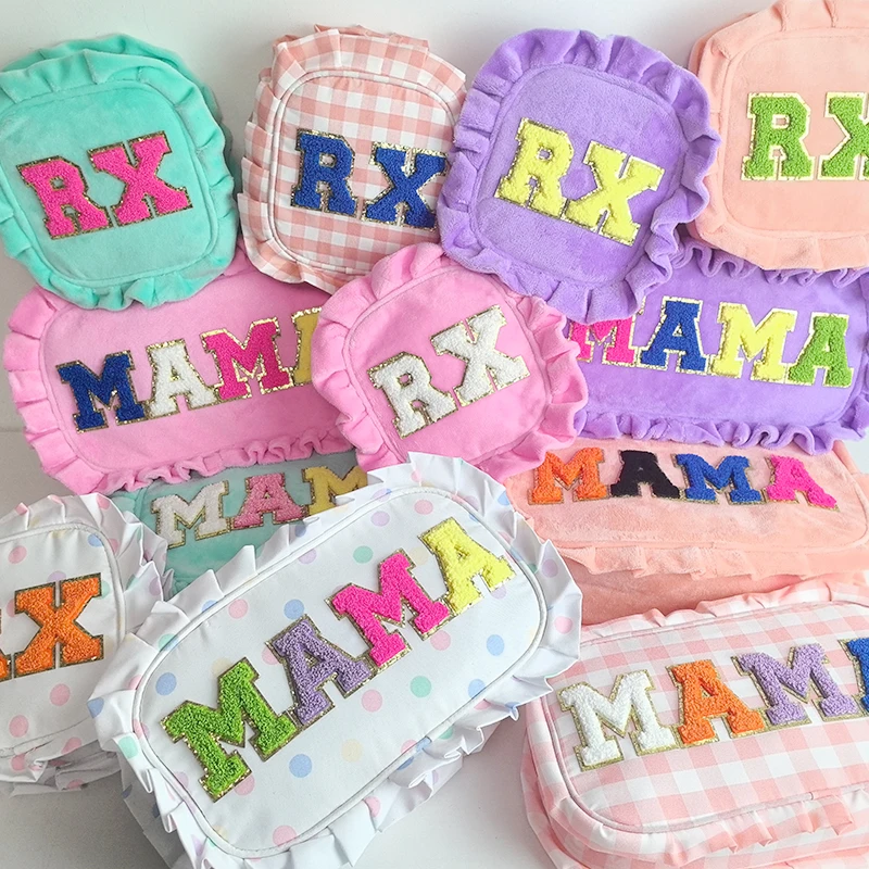 

"MAMA" Cosmetic Bag Embroidered Letter Patch ​Storage Bag Outdoor Travel Waterproof Makeup Organizer Party Mother's Day Gift