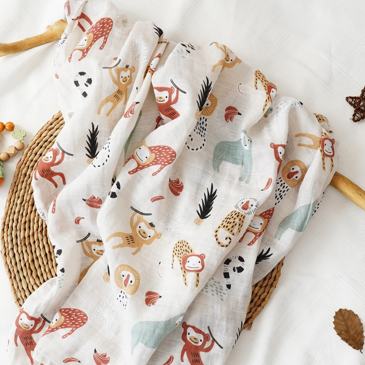 1PCS Baby Muslin Swaddle 100% Cotton Soft Baby Blanket For Newborn Baby Wrap Sleepsack Bath Towel 120*110cm 2