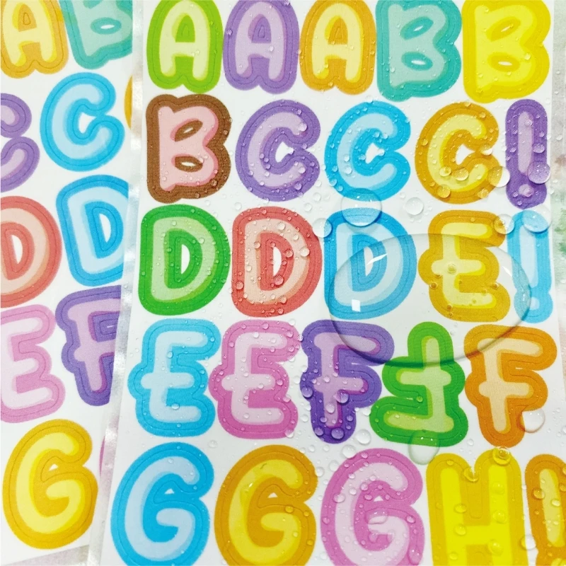 4 Sheets Self-Adhesive Letter Stickers Cartoon Letter Decals-Alphabet Stickers H7EC