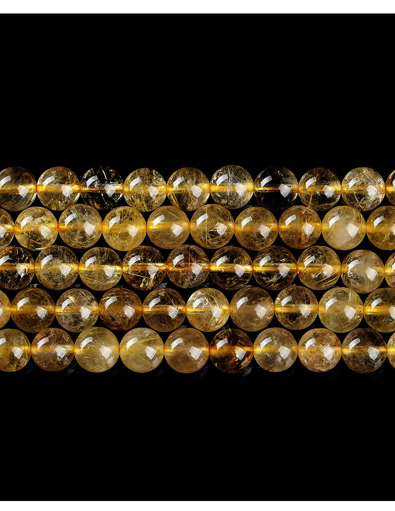 Natürliche Eisgold-Rutilquarz-Steinperlen, runde lose Spacer-Perlen für die Schmuckherstellung, DIY-Armband, Halsketten-Zubehör, 15 Zoll – Detail 6