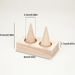Versatile Wooden Ring Holder for Jewelry Storage and Display (2 finger conic)