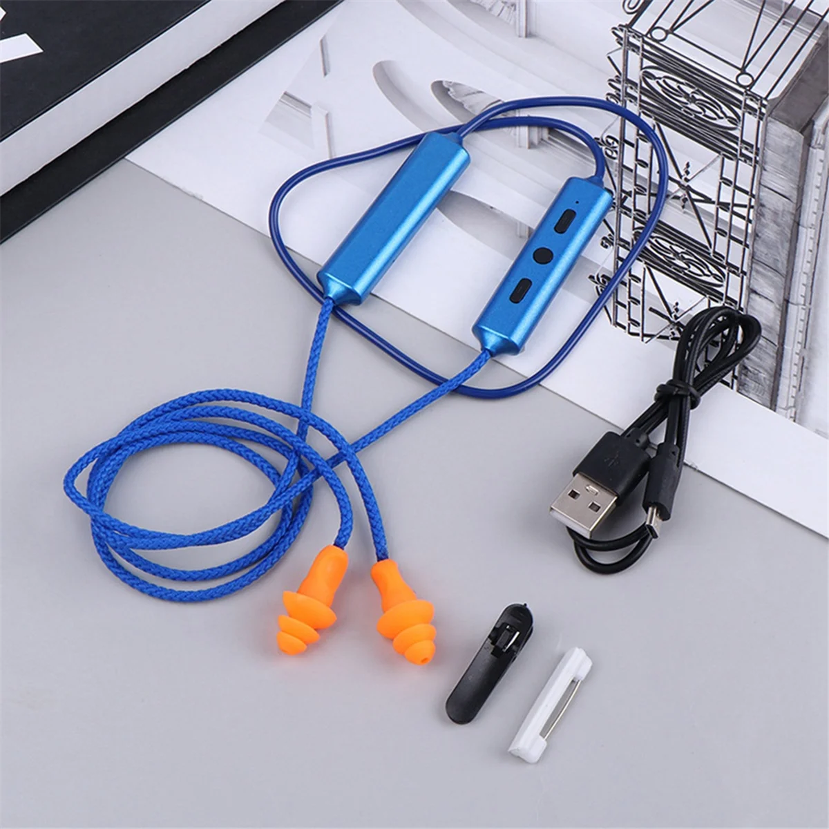 Enhanced Noise-Cancelling Bluetooth Ear Plugs for Work and Noisy Environments - Blue