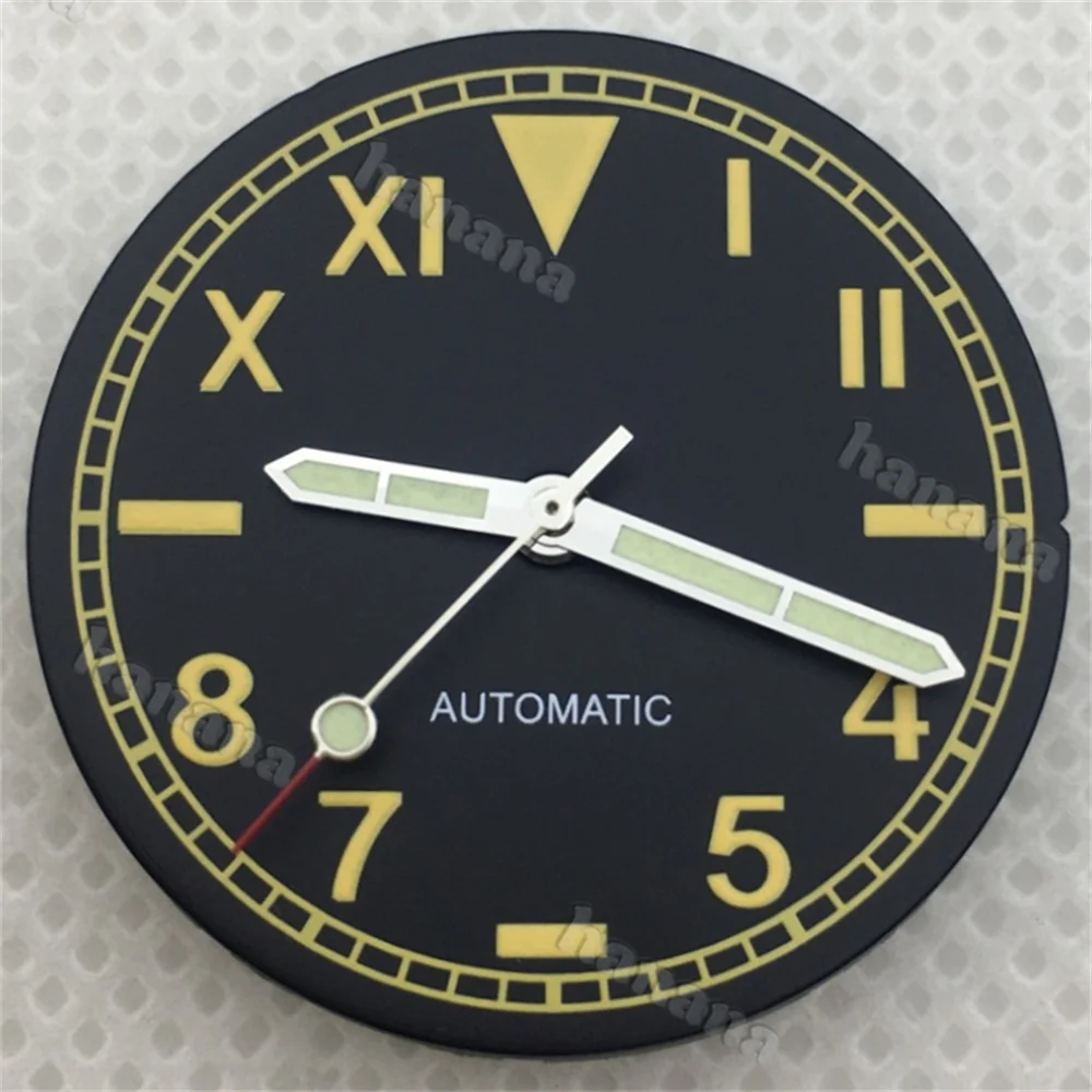 Retro Matte Dial - 29mm Green Luminous Hands for High-Quality Watch Modification