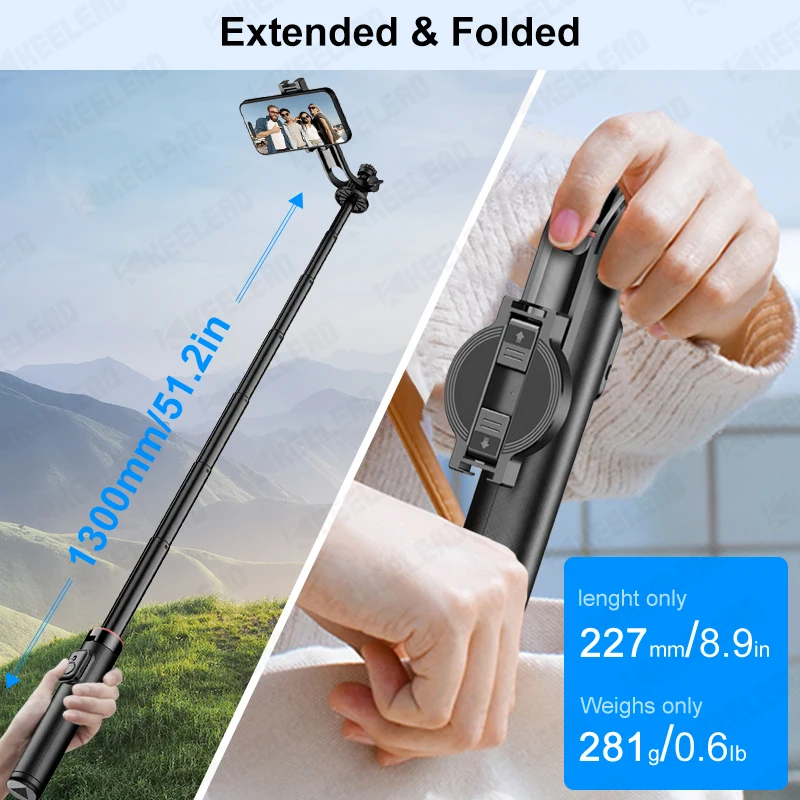 C20 Selfie Stick Magnetic Stable Tripod Stand for Cell Phone with Wireless Bluetooth Remote for Iphone Android Phone Shoot Vlog