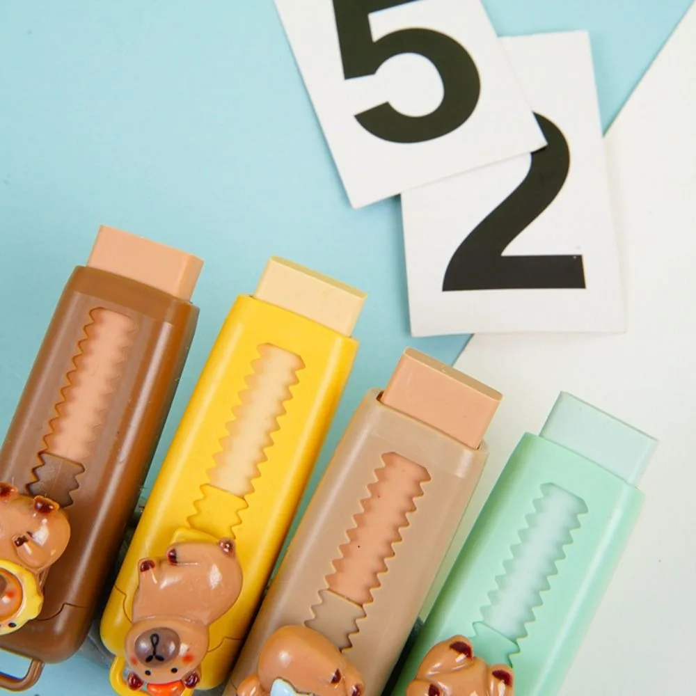 New Push Pull Capybara Eraser Cute Soft 4B Mess Free Sketch Stationary Student School Supplies