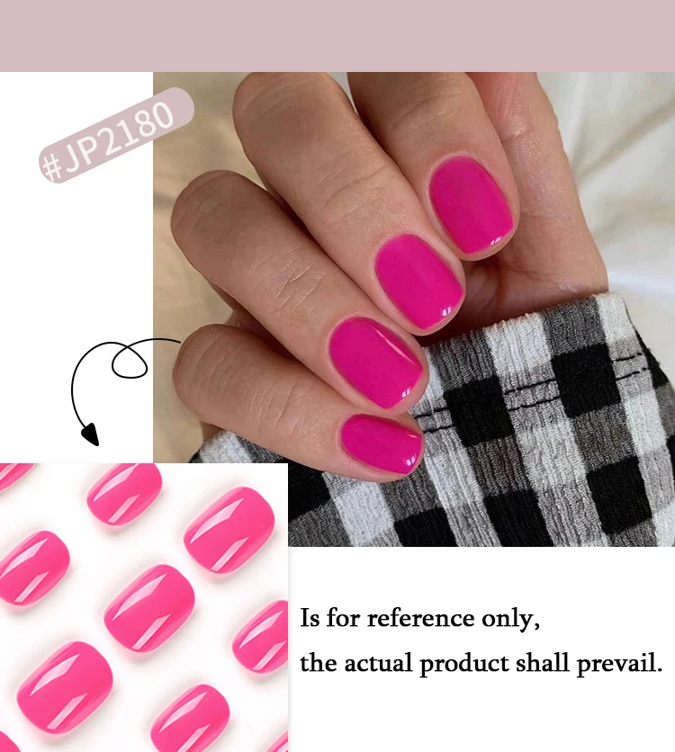 Short Round Wearable Fake Nails with Glue