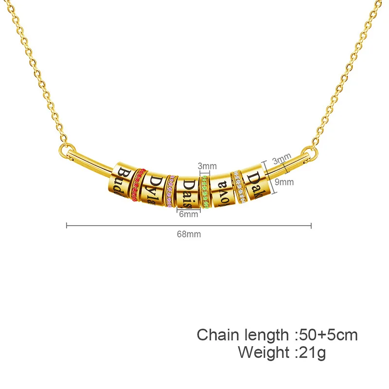 Personalized Stainless Steel Beaded Jewelry Birthstone and Lettering Bead Pendant Necklace for Women Diamond DIY Clavicle Chain
