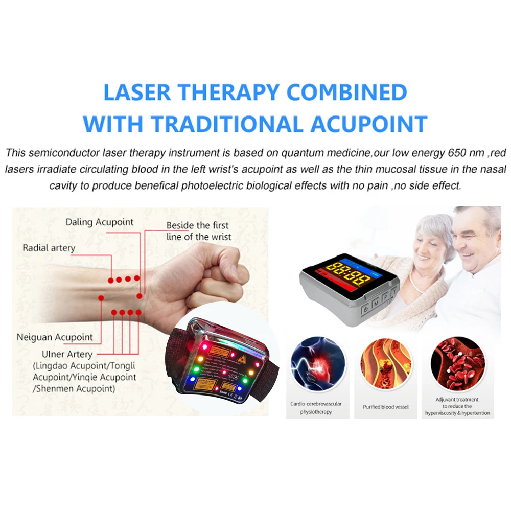 Diabetics High Blood Pressure Treatment Medical Laser Cure Rhinitis Acupuncture Laser Therapeutic Instrument laser watch therapeutic acupuncture watch laser medical laser high blood pressure therapy weber medical rhinitis blood viscosity