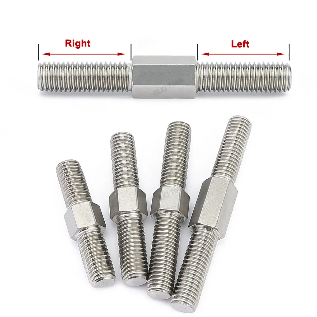 M4 M5 Left and Right Thread Double End Thread Rod 304 Stainless Steel Dual Head Threaded Bar Stud Bolts Rod Tooth Stick