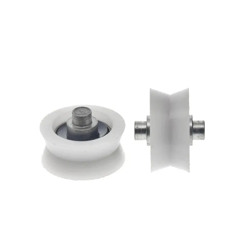 5pcs 6x21x8mm nylon pom plastic wheel V groove wheel with shaft stick shaft bearing door and window pulley sliding door pulley nylon bearing pulley