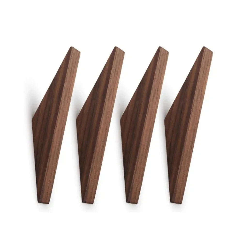 Wooden Clothes Hanger Wall Mounted Coat Hook Natural Wood Decorative Key Holder Hat Scarf Handbag Storage Hanger Bathroom Rack 6